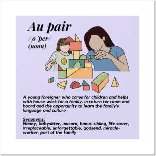 Au pair definition female purple Posters and Art